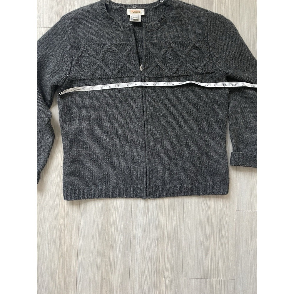 Talbots Women's Gray Wool Knit Crew Neck Full Zip Cardigan Sweater Sz S Preppy - Picture 5 of 9